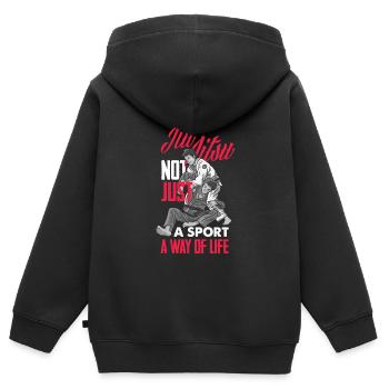 Jiu Jitsu Jiu Jitsu Jiu Jitsu - Sweat Premium à capuche zippé enfant bio - noir - Dos - AI Model Kid Male (0cm)