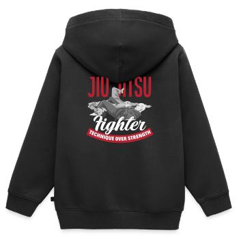 Jiu Jitsu Jiu Jitsu Jiu Jitsu - Sweat Premium à capuche zippé enfant bio - noir - Dos - AI Model Kid Male (0cm)