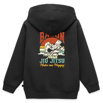 Jiu Jitsu Jiu Jitsu Jiu Jitsu - Sweat Premium à capuche zippé enfant bio - noir - Dos - AI Model Kid Male (0cm)