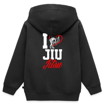 Jiu Jitsu Jiu Jitsu Jiu Jitsu - Sweat Premium à capuche zippé enfant bio - noir - Dos - AI Model Kid Male (0cm)