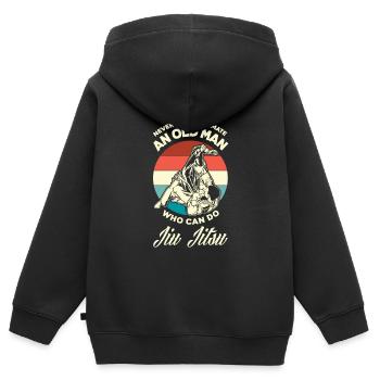 Jiu Jitsu Jiu Jitsu Jiu Jitsu - Sweat Premium à capuche zippé enfant bio - noir - Dos - AI Model Kid Male (0cm)