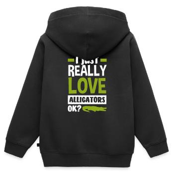 Alligator Alligator Crocodile Crocodile - Sweat Premium à capuche zippé enfant bio - noir - Dos - AI Model Kid Male (0cm)