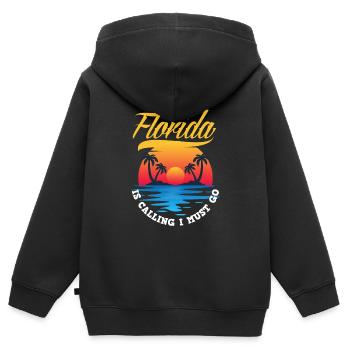 Floride - Sweat Premium à capuche zippé enfant bio - noir - Dos - AI Model Kid Male (0cm)
