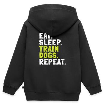 Hundetrainer Hundetrainer - Kinder Premium Organic Zip Hoodie - Schwarz - Hinten - AI Model Kid Male (0cm)