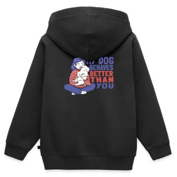 Hundetrainer Hundetrainer - Kinder Premium Organic Zip Hoodie - Schwarz - Hinten - AI Model Kid Male (0cm)