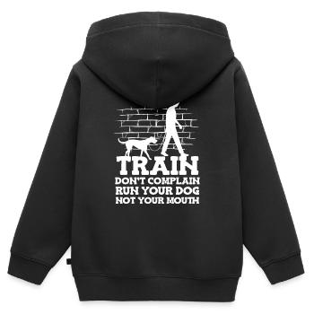 Hundetrainer Hundetrainer - Kinder Premium Organic Zip Hoodie - Schwarz - Hinten - AI Model Kid Male (0cm)