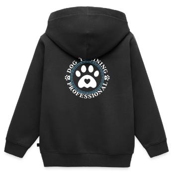 Hundetrainer Hundetrainer - Kinder Premium Organic Zip Hoodie - Schwarz - Hinten - AI Model Kid Male (0cm)