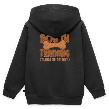 Hundetrainer Hundetrainer - Kinder Premium Organic Zip Hoodie - Schwarz - Hinten - AI Model Kid Male (0cm)