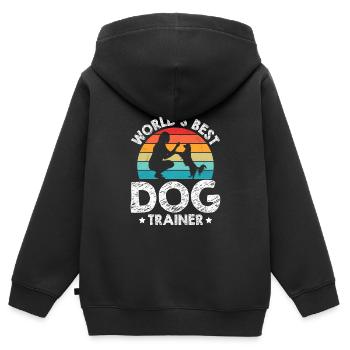 Hundetrainer Hundetrainer - Kinder Premium Organic Zip Hoodie - Schwarz - Hinten - AI Model Kid Male (0cm)