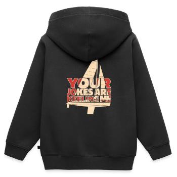 Voilier Jeu de mots Marins Marins Marins - Sweat Premium à capuche zippé enfant bio - noir - Dos - AI Model Kid Male (0cm)