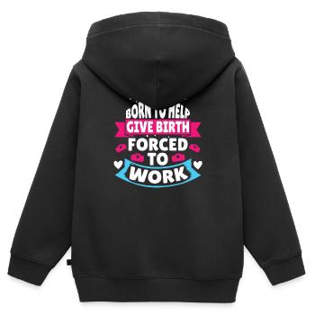 Sage-femme drôle Futures sages-femmes - Sweat Premium à capuche zippé enfant bio - noir - Dos - AI Model Kid Male (0cm)
