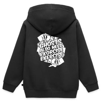 Halloween Komisch - Kinder Premium Organic Zip Hoodie - Schwarz - Hinten - AI Model Kid Male (0cm)