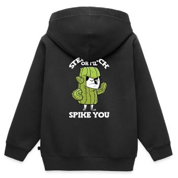 Cactus Jardin Cactus - Sweat Premium à capuche zippé enfant bio - noir - Dos - AI Model Kid Male (0cm)