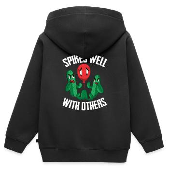 Cactus Jardin Cactus - Sweat Premium à capuche zippé enfant bio - noir - Dos - AI Model Kid Male (0cm)