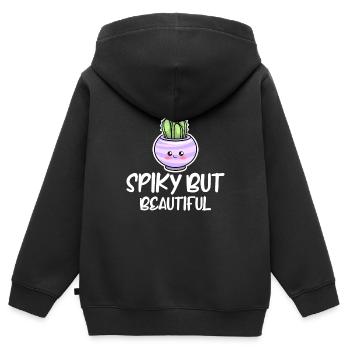 Cactus Jardin Cactus - Sweat Premium à capuche zippé enfant bio - noir - Dos - AI Model Kid Male (0cm)