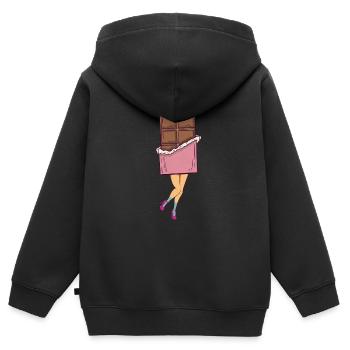 Chocolat Chocolat millésime - Sweat Premium à capuche zippé enfant bio - noir - Dos - AI Model Kid Male (0cm)