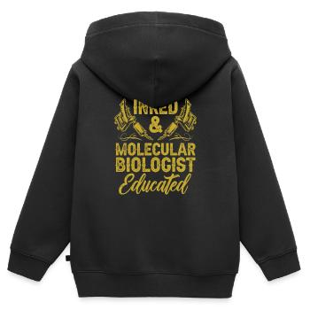 Biologiste Biologiste Tatouage Biologiste moléculaire - Sweat Premium à capuche zippé enfant bio - noir - Dos - AI Model Kid Male (0cm)