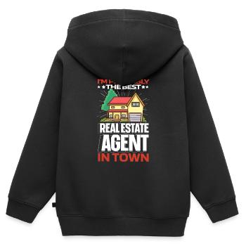Agent immobilier Witzig - Sweat Premium à capuche zippé enfant bio - noir - Dos - AI Model Kid Male (0cm)