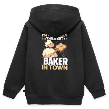 Backen Bäcker Bäckerei - Kinder Premium Organic Zip Hoodie - Schwarz - Hinten - AI Model Kid Male (0cm)