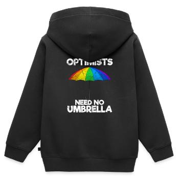 Optimists Need No Umbrella Optimisten - Kinder Premium Organic Zip Hoodie - Schwarz - Hinten - AI Model Kid Male (0cm)