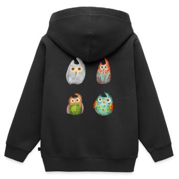 Eule Uhu Tier Waldtier Steinkauz Schleiereulen Fun - Kinder Premium Organic Zip Hoodie - Schwarz - Hinten - AI Model Kid Male (0cm)