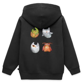 Eule Uhu Tier Waldtier Steinkauz Schleiereulen Fun - Kinder Premium Organic Zip Hoodie - Schwarz - Hinten - AI Model Kid Male (0cm)