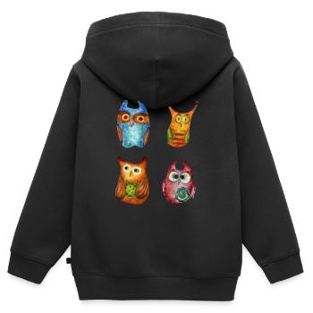 Eule Uhu Tier Waldtier Steinkauz Schleiereulen Fun - Kinder Premium Organic Zip Hoodie - Schwarz - Hinten - AI Model Kid Male (0cm)