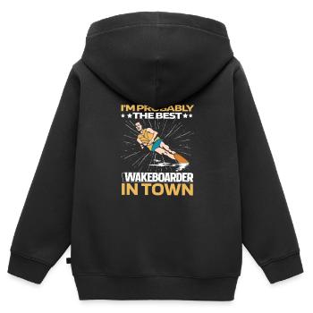 Wakeboard Wakeboarder Witzig - Kinder Premium Organic Zip Hoodie - Schwarz - Hinten - AI Model Kid Male (0cm)