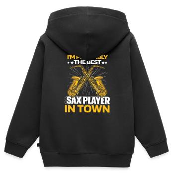 Saxophon Saxofon - Kinder Premium Organic Zip Hoodie - Schwarz - Hinten - AI Model Kid Male (0cm)