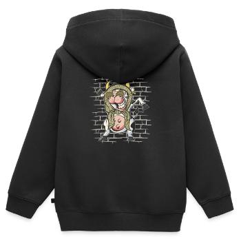 Élevage de vaches - Sweat Premium à capuche zippé enfant bio - noir - Dos - AI Model Kid Male (0cm)