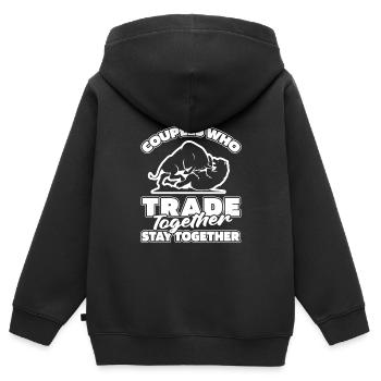 Paire Day Trading Day Trader - Sweat Premium à capuche zippé enfant bio - noir - Dos - AI Model Kid Male (0cm)