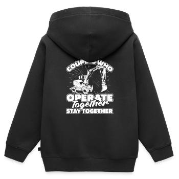 Baggerfahrer Paar - Kinder Premium Organic Zip Hoodie - Schwarz - Hinten - AI Model Kid Male (0cm)