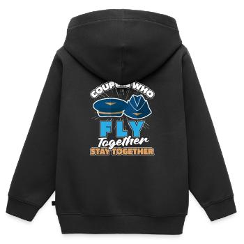 Flugbegleiter Stewardess Paar - Kinder Premium Organic Zip Hoodie - Schwarz - Hinten - AI Model Kid Male (0cm)
