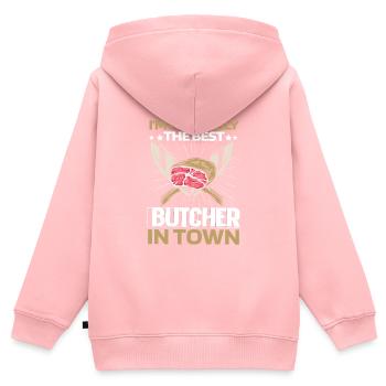 Fleischer Metzger Schlachter Messer - Kinder Premium Organic Zip Hoodie - Rosa - Hinten - AI Model Kid Female (0cm)
