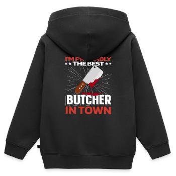 Fleischer Metzger Schlachter - Kinder Premium Organic Zip Hoodie - Schwarz - Hinten - AI Model Kid Male (0cm)