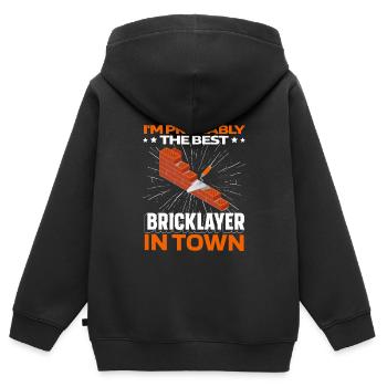 Brique de maçonnerie - Sweat Premium à capuche zippé enfant bio - noir - Dos - AI Model Kid Male (0cm)