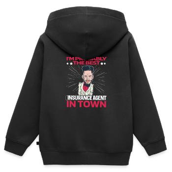 Conseiller en assurance Courtier d’assurance Lustig - Sweat Premium à capuche zippé enfant bio - noir - Dos - AI Model Kid Male (0cm)