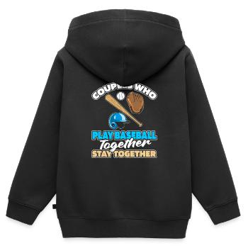 Baseball Paar - Kinder Premium Organic Zip Hoodie - Schwarz - Hinten - AI Model Kid Male (0cm)