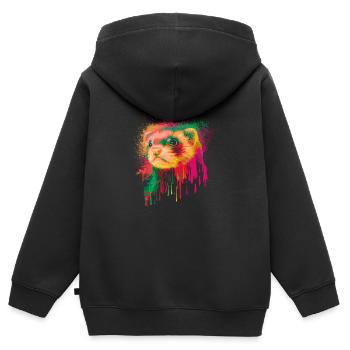 Frettchen Iltis Wasserkunst - Kinder Premium Organic Zip Hoodie - Schwarz - Hinten - AI Model Kid Male (0cm)