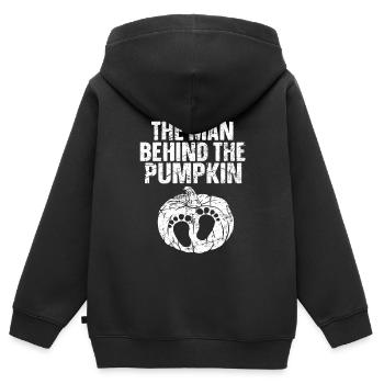 Halloween L’homme derrière la citrouille - Sweat Premium à capuche zippé enfant bio - noir - Dos - AI Model Kid Male (0cm)
