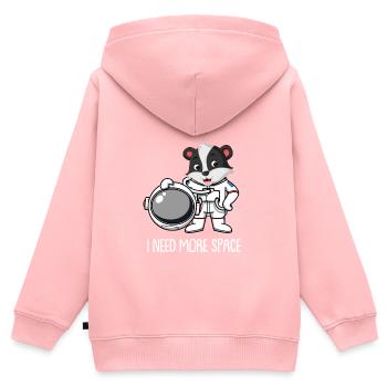 Honey Badger Ratel Astronaute J’ai besoin de plus d’espace - Sweat Premium à capuche zippé enfant bio - rose - Dos - AI Model Kid Female (0cm)