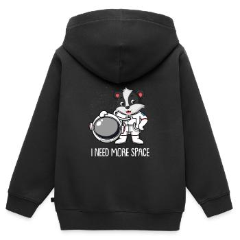 Honey Badger Ratel Astronaute J’ai besoin de plus d’espace - Sweat Premium à capuche zippé enfant bio - noir - Dos - AI Model Kid Male (0cm)