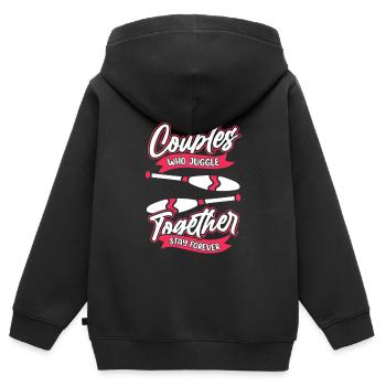 Jongler Couple Jongleur - Sweat Premium à capuche zippé enfant bio - noir - Dos - AI Model Kid Male (0cm)