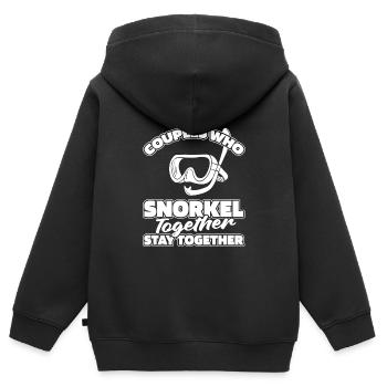 Schnorcheln Paar - Kinder Premium Organic Zip Hoodie - Schwarz - Hinten - AI Model Kid Male (0cm)