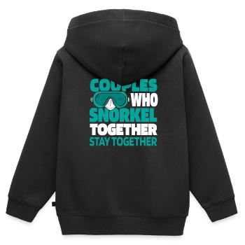 Schnorcheln Paar - Kinder Premium Organic Zip Hoodie - Schwarz - Hinten - AI Model Kid Male (0cm)