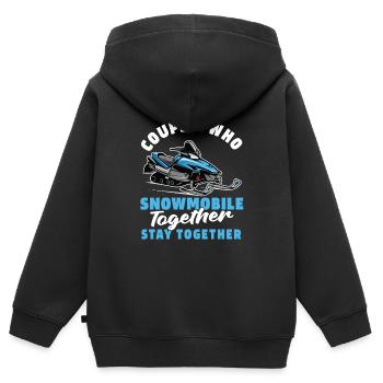 Schneemobil Motorschlitten Paar - Kinder Premium Organic Zip Hoodie - Schwarz - Hinten - AI Model Kid Male (0cm)