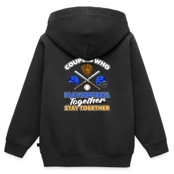 Paire de softball - Sweat Premium à capuche zippé enfant bio - noir - Dos - AI Model Kid Male (0cm)