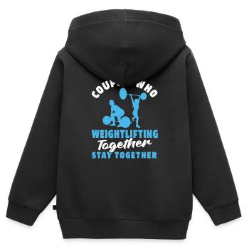 Paire d’haltérophilie - Sweat Premium à capuche zippé enfant bio - noir - Dos - AI Model Kid Male (0cm)
