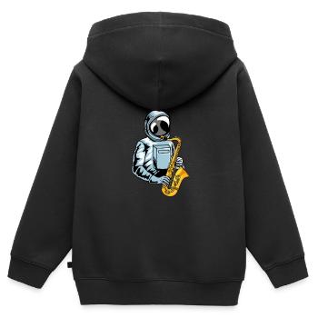 Saxophone Saxophone Astronaute - Sweat Premium à capuche zippé enfant bio - noir - Dos - AI Model Kid Male (0cm)