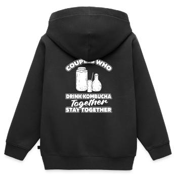 Paire de kombucha - Sweat Premium à capuche zippé enfant bio - noir - Dos - AI Model Kid Male (0cm)